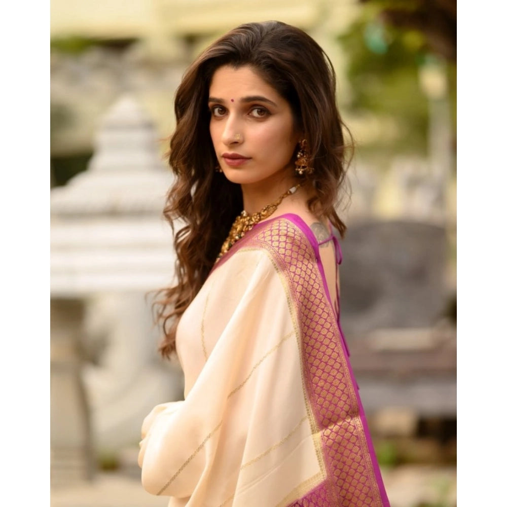 Women'S Silk Printed Saree With Unstitched Blouse 5.5Mtr (Off