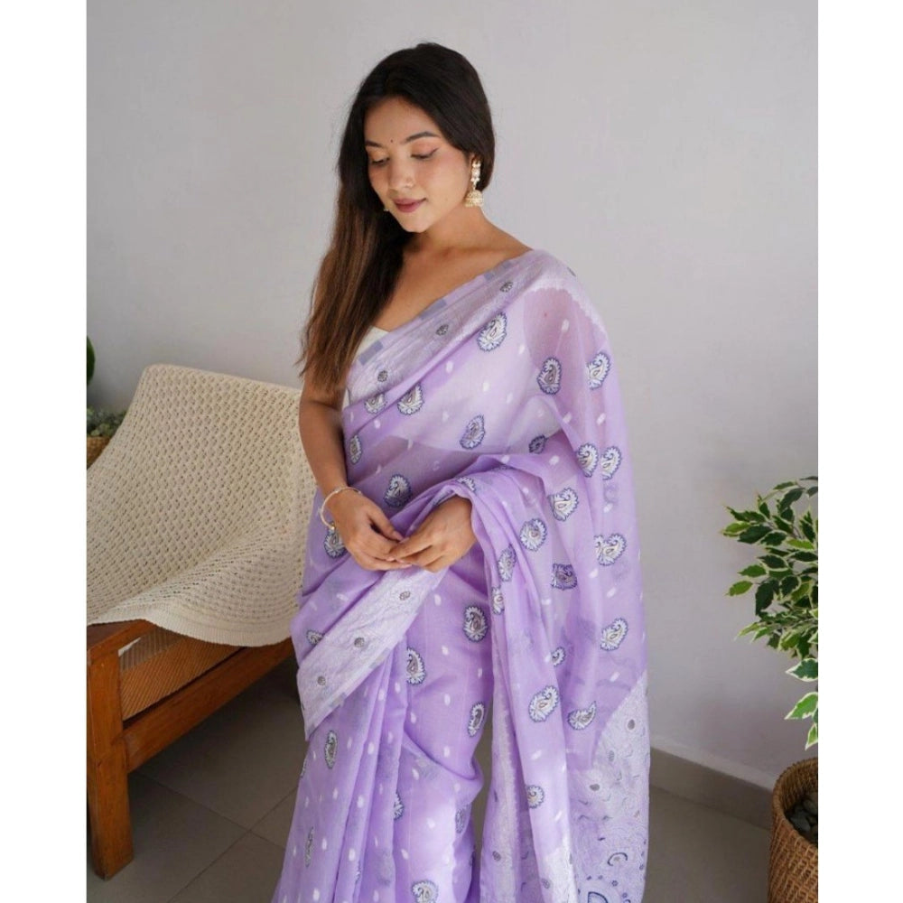 Women'S Cotton Printed Saree With Unstitched Blouse 5.5Mtr (La