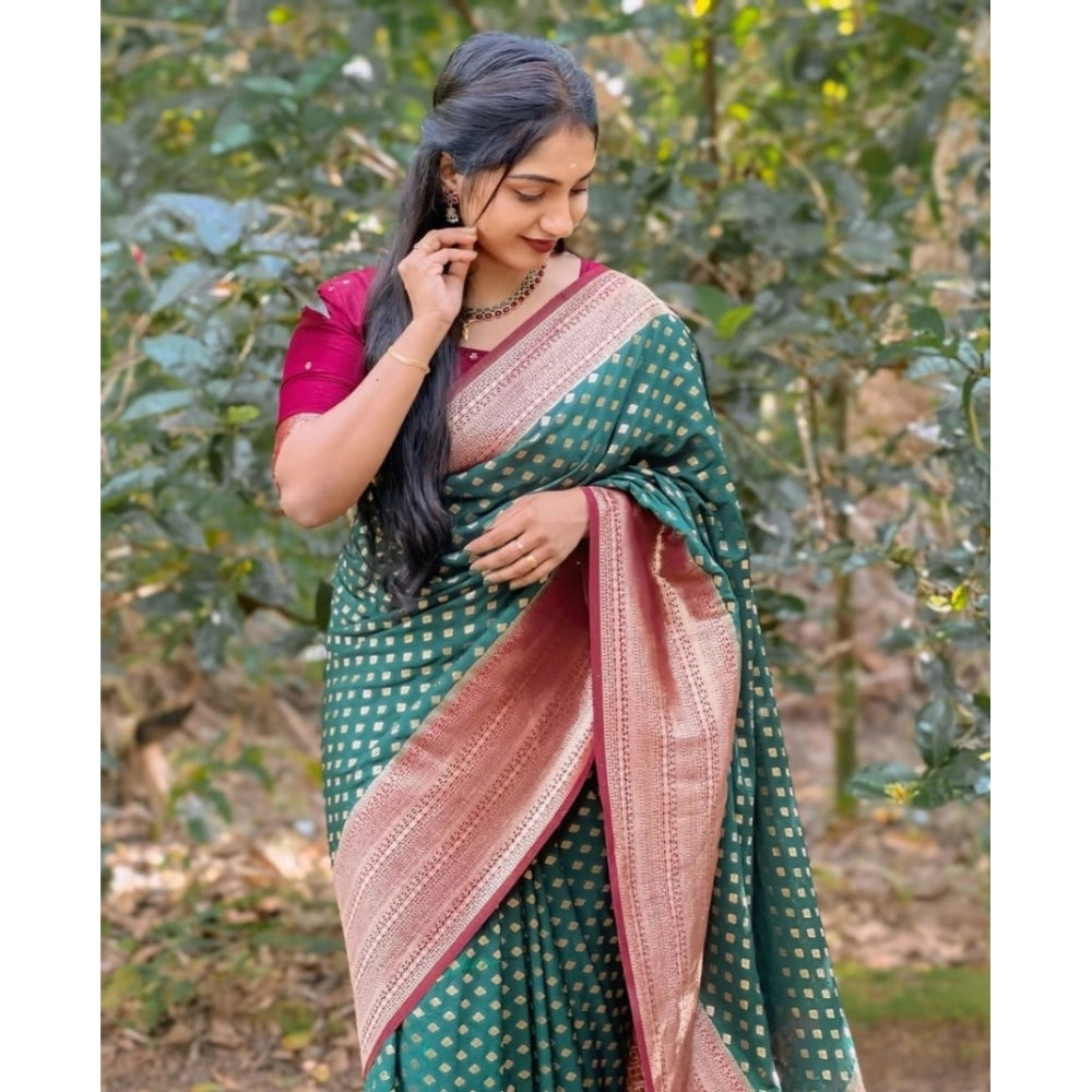 Women'S Silk Printed Saree With Unstitched Blouse 5.5Mtr (Gree