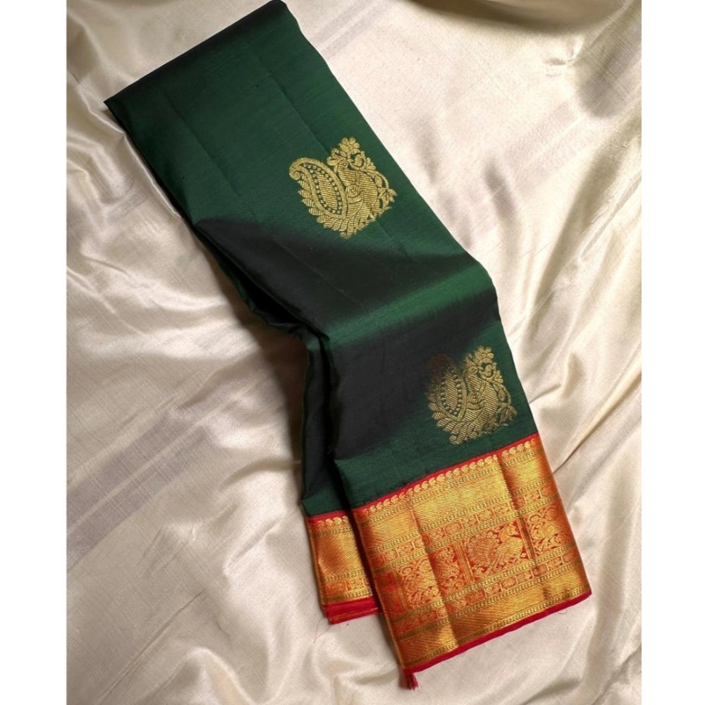 Women's Silk Printed Saree With Unstitched Blouse 5.5Mtr (Green) - VANSHELLE