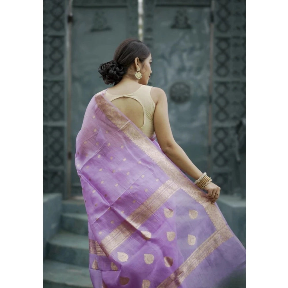 Women's Cotton Printed Saree With Unstitched Blouse 5.5Mtr (Lavender) - VANSHELLE