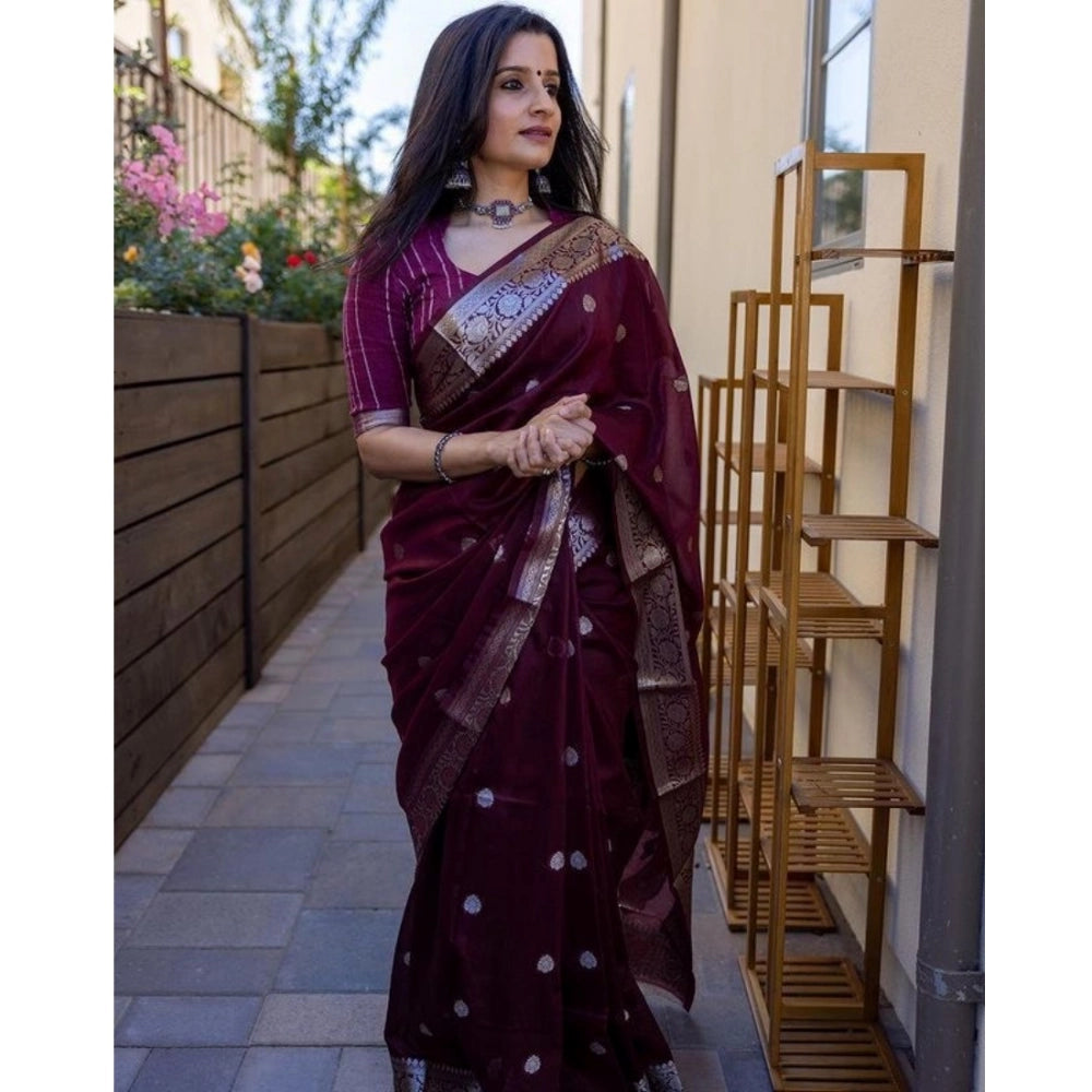 Women'S Cotton Printed Saree With Unstitched Blouse 5.5Mtr (Ma