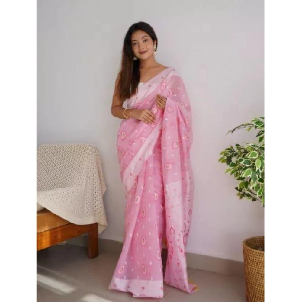 Women'S Cotton Printed Saree With Unstitched Blouse 5.5Mtr (Pi