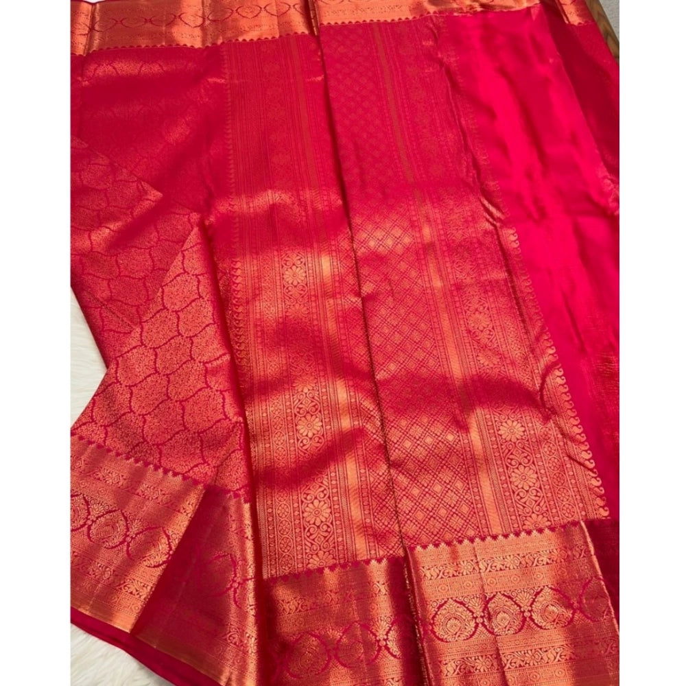 Women'S Silk Printed Saree With Unstitched Blouse 5.5Mtr (Rani