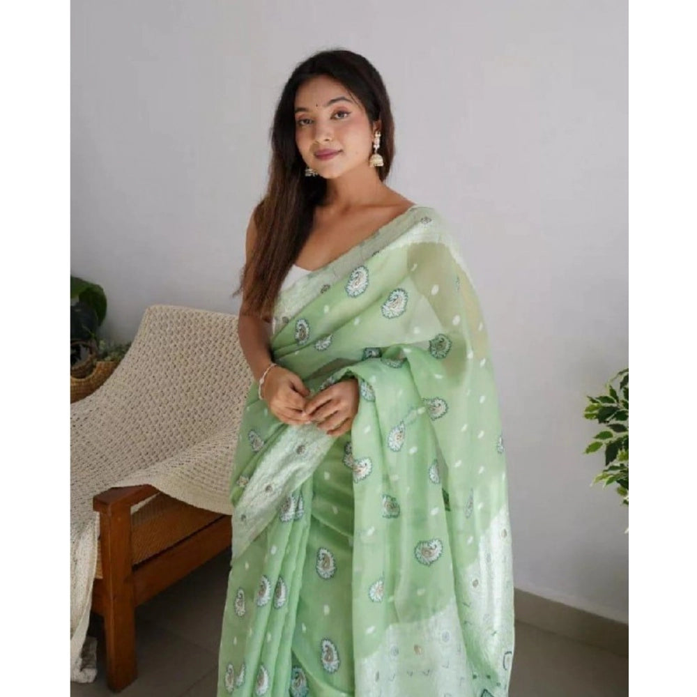 Women'S Cotton Printed Saree With Unstitched Blouse 5.5Mtr (Pi