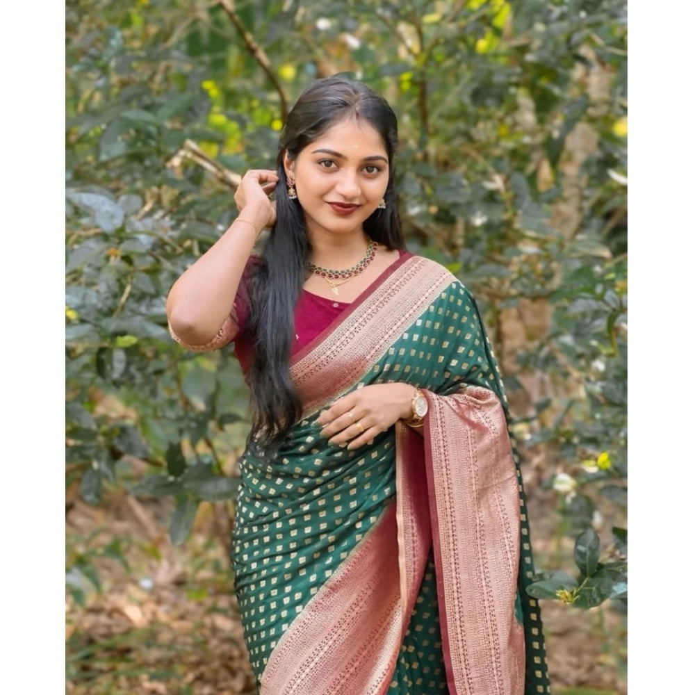 Women'S Silk Printed Saree With Unstitched Blouse 5.5Mtr (Gree