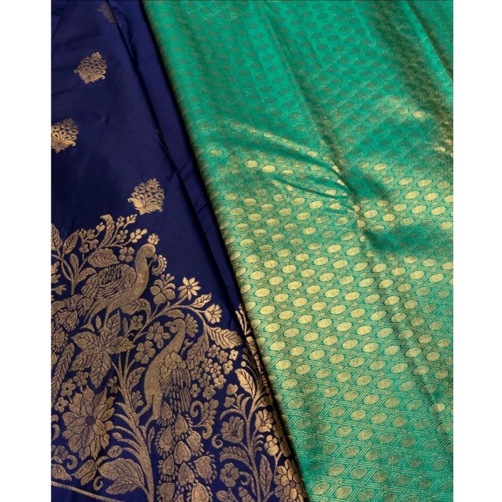 Women'S Silk Printed Saree With Unstitched Blouse 5.5Mtr (Roya