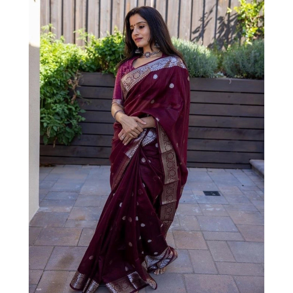 Women'S Cotton Printed Saree With Unstitched Blouse 5.5Mtr (Ma