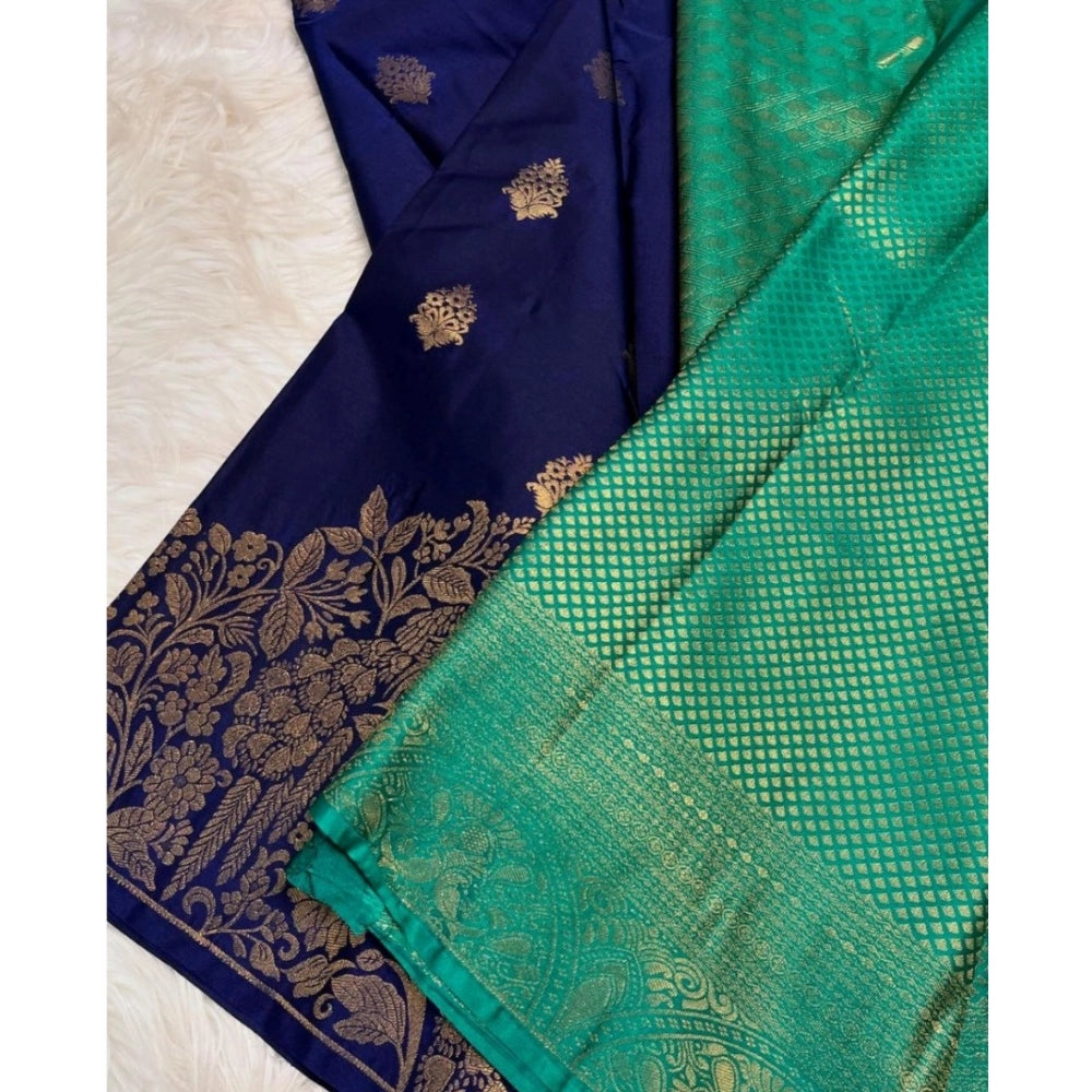 Women'S Silk Printed Saree With Unstitched Blouse 5.5Mtr (Roya