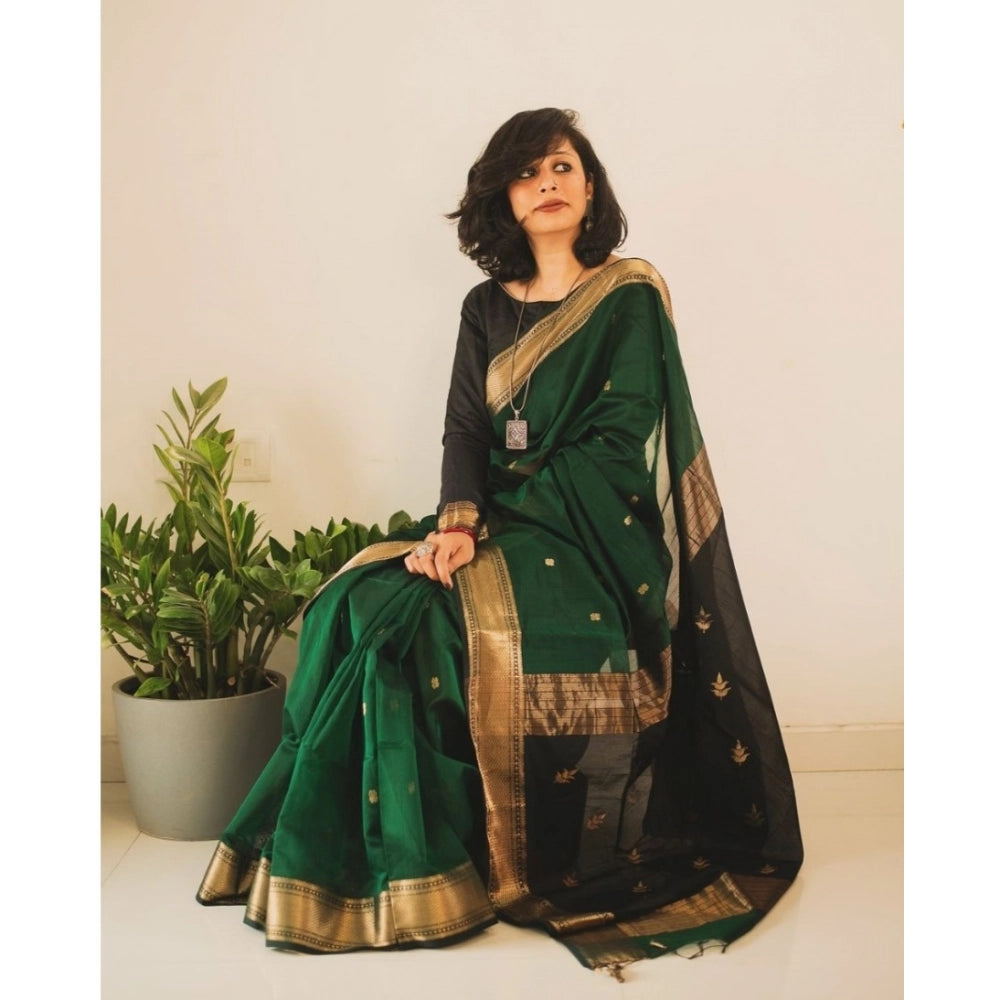 Women'S Silk Printed Saree With Unstitched Blouse 5.5Mtr (Dark