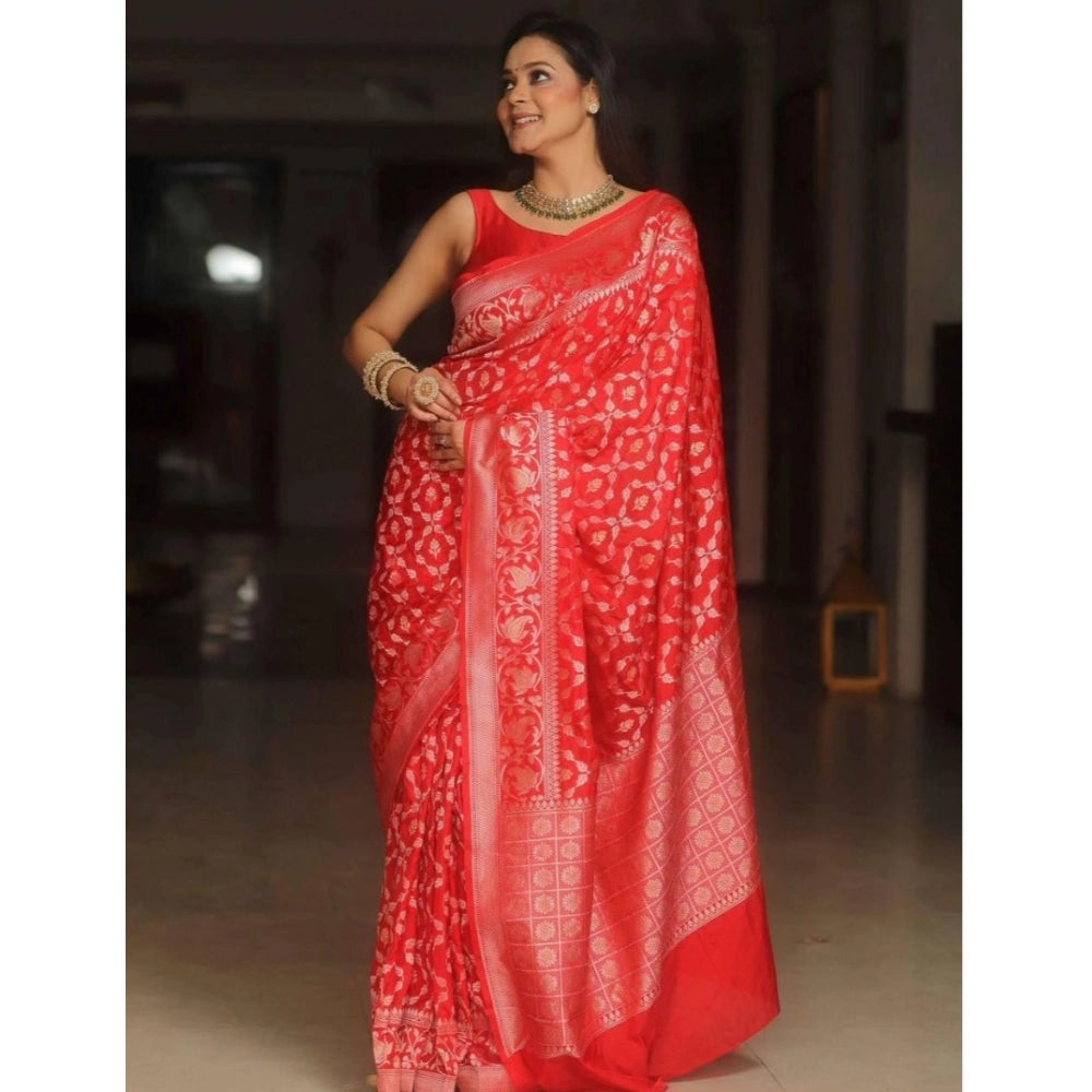 Women'S Silk Printed Saree With Unstitched Blouse 5.5Mtr (Oran