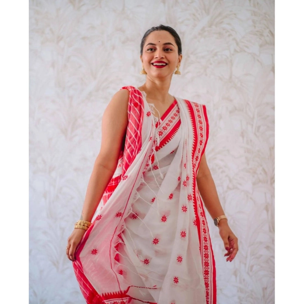 Women'S Cotton Printed Saree With Unstitched Blouse 5.5Mtr (Wh