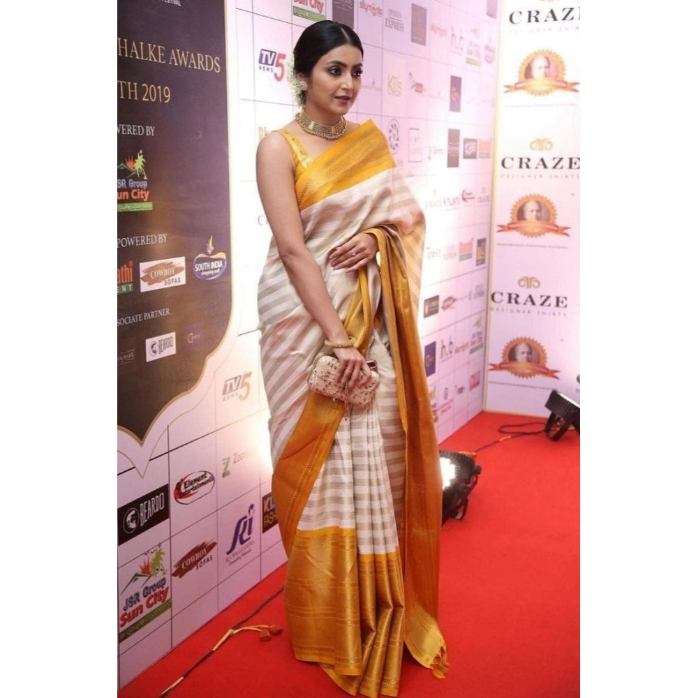 Women'S Silk Printed Saree With Unstitched Blouse 5.5Mtr (Off