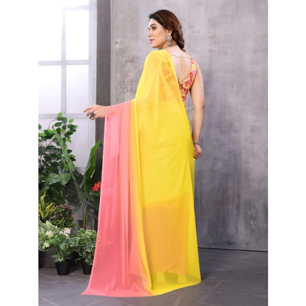 Women'S Small Lace Georgette Solid Ready-To-Wear Saree With Un