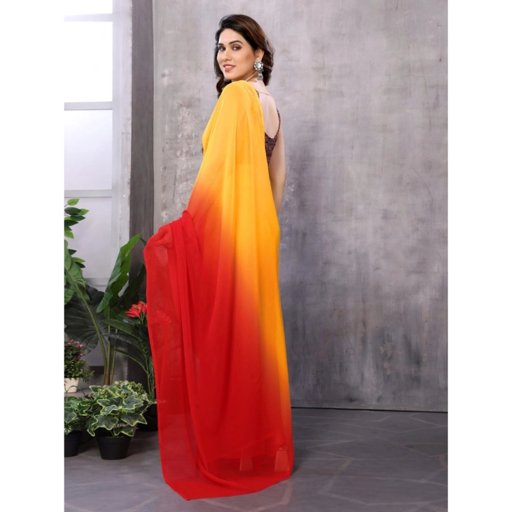Women'S Small Lace Georgette Solid Ready-To-Wear Saree With Un