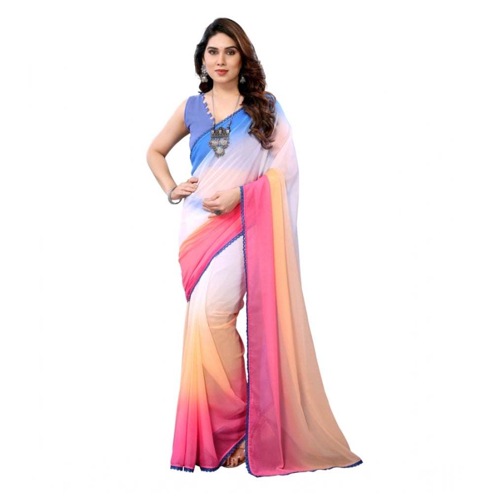 Women'S Small Lace Georgette Solid Ready-To-Wear Saree With Un