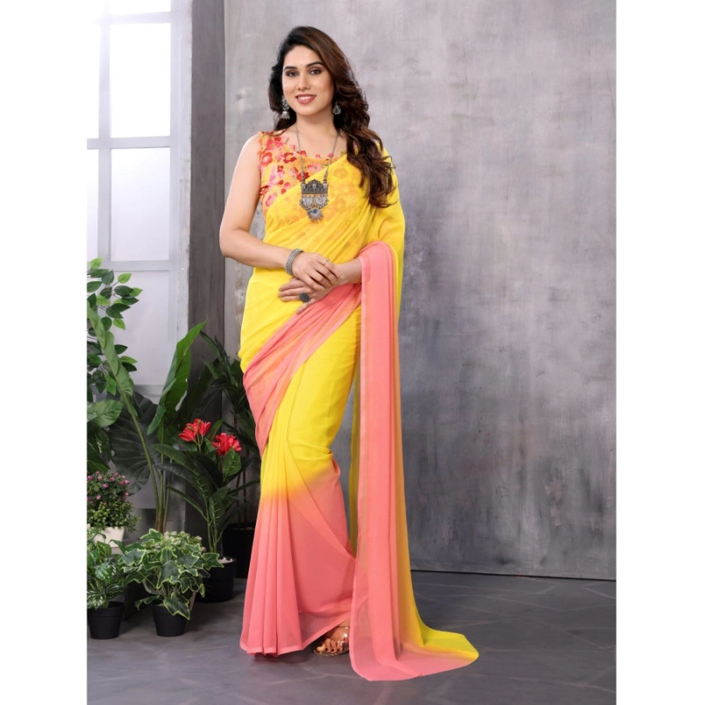Women'S Small Lace Georgette Solid Ready-To-Wear Saree With Un