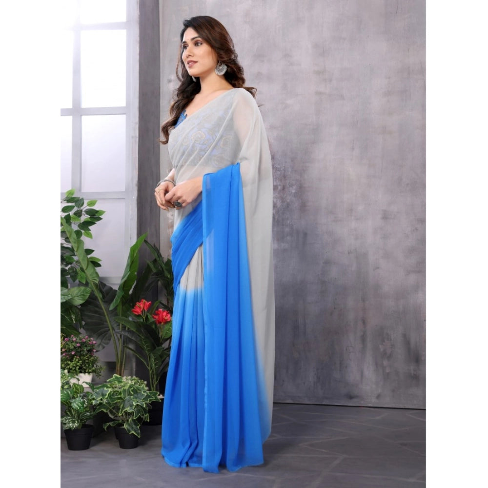 Women'S Small Lace Georgette Solid Ready-To-Wear Saree With Un