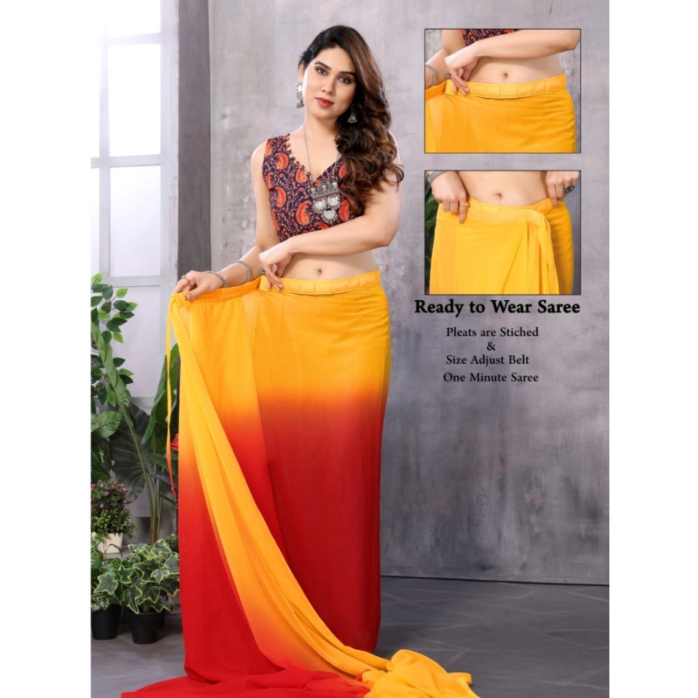 Women'S Small Lace Georgette Solid Ready-To-Wear Saree With Un