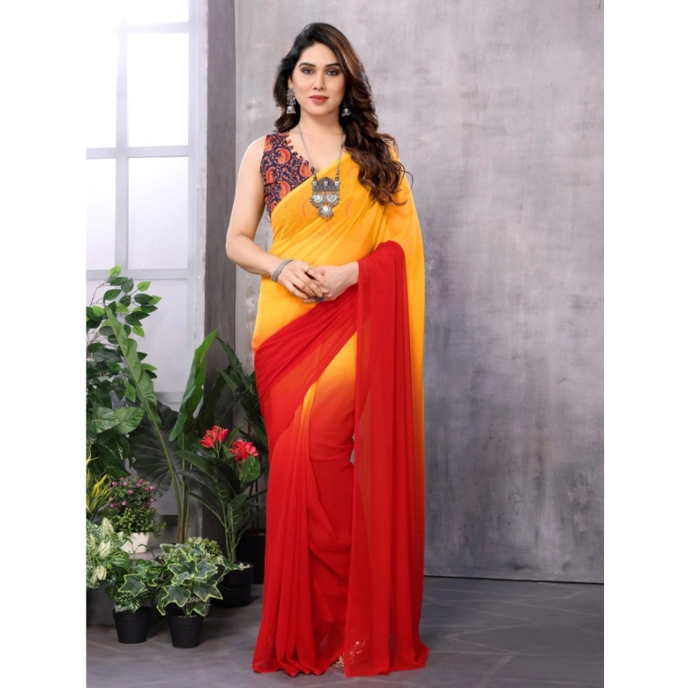 Women'S Small Lace Georgette Solid Ready-To-Wear Saree With Un