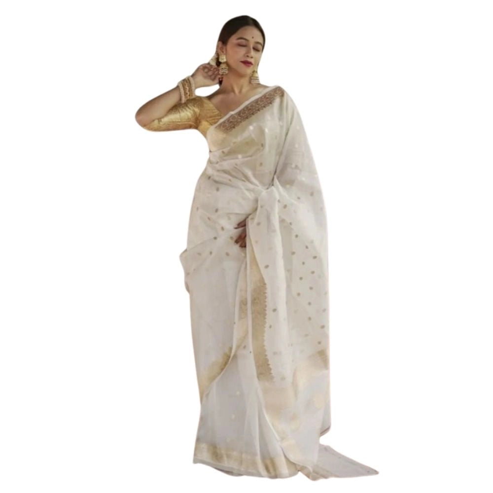 Women'S Cotton Printed Saree With Unstitched Blouse 5.5Mtr (Wh