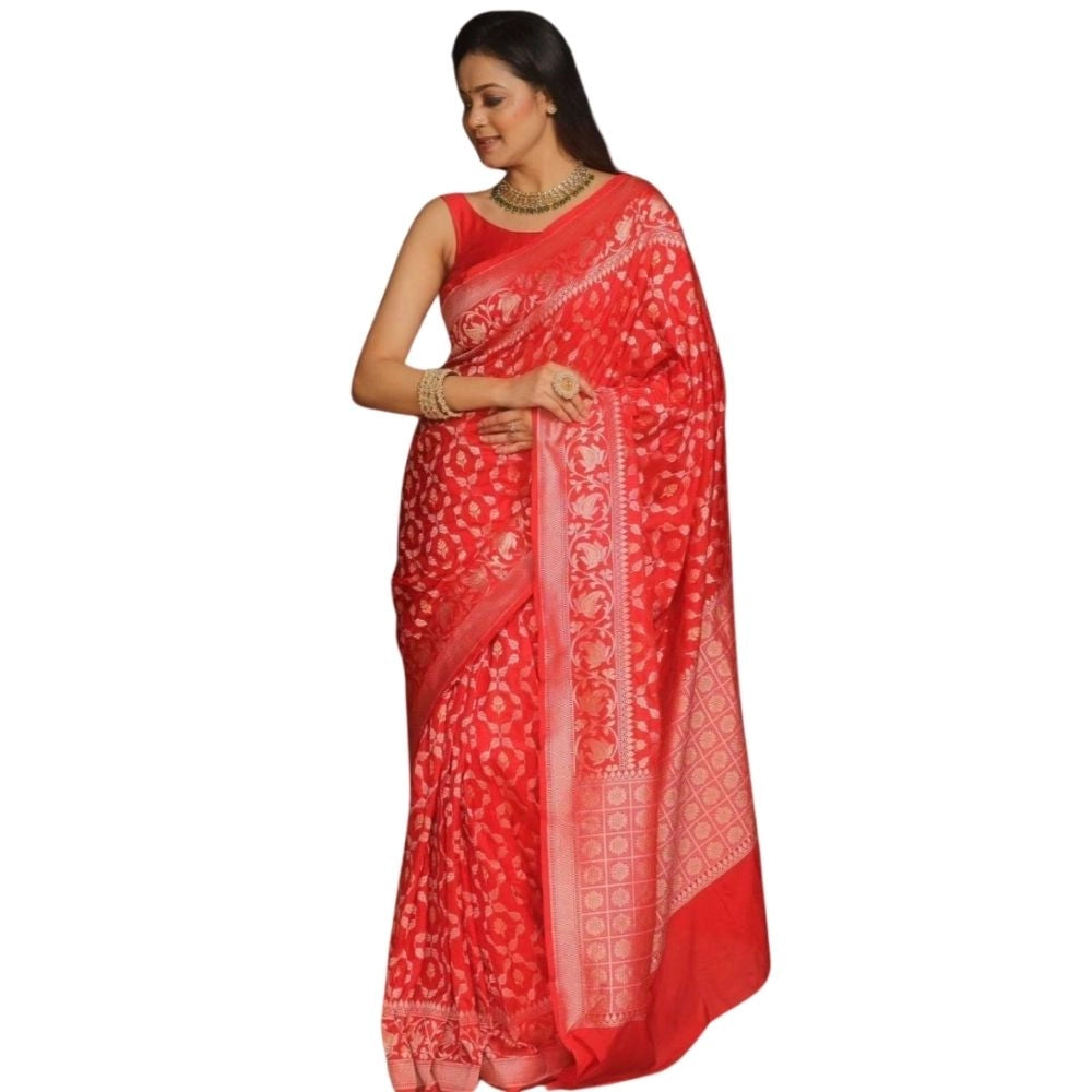 Women'S Silk Printed Saree With Unstitched Blouse 5.5Mtr (Oran