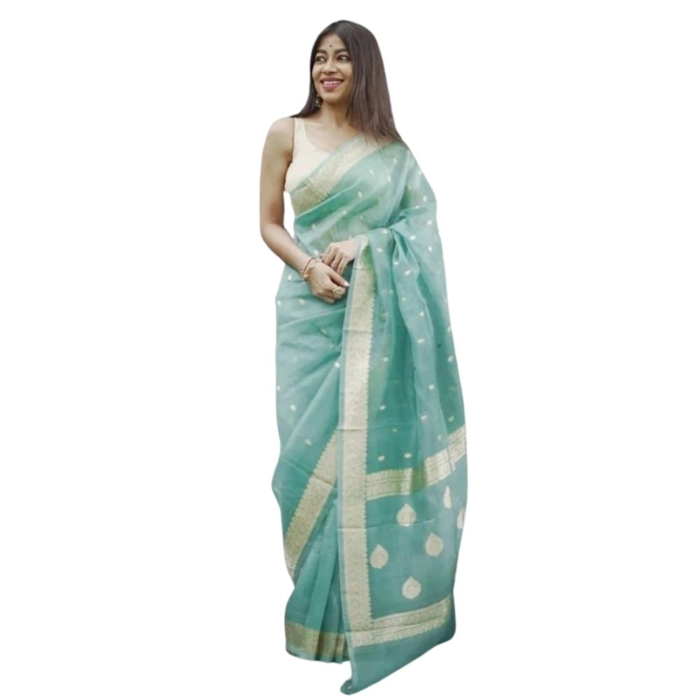 Women'S Cotton Printed Saree With Unstitched Blouse 5.5Mtr (Sk