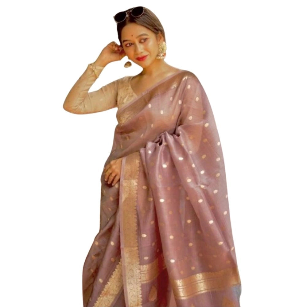 Women'S Cotton Printed Saree With Unstitched Blouse 5.5Mtr (Ro