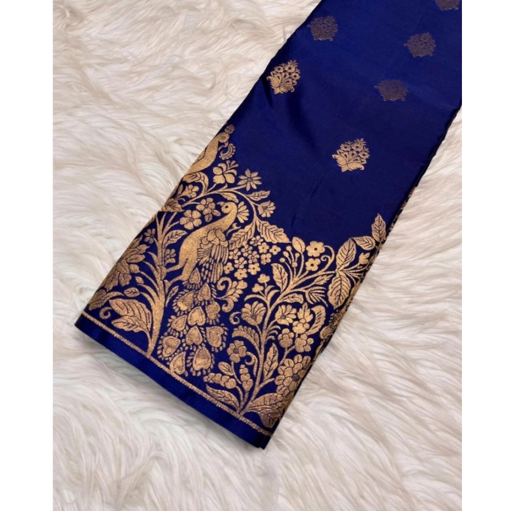 Women'S Silk Printed Saree With Unstitched Blouse 5.5Mtr (Roya