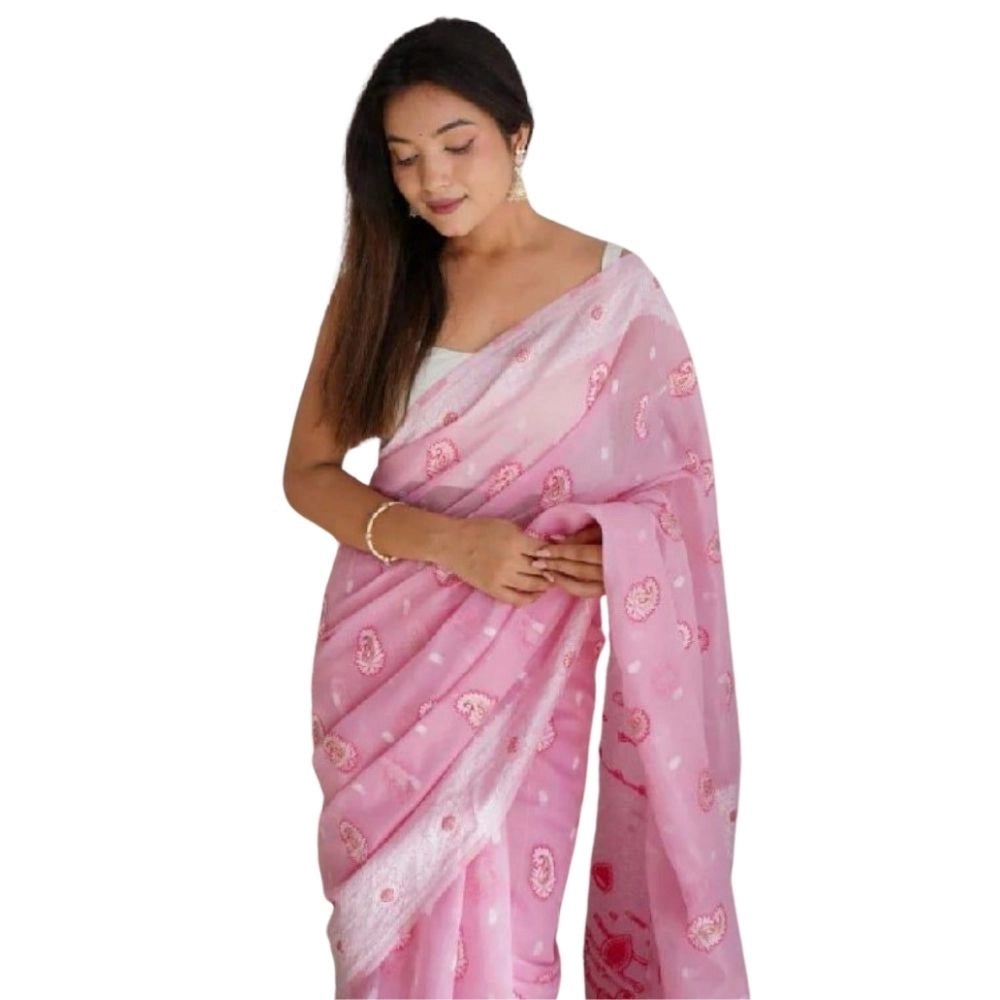 Women'S Cotton Printed Saree With Unstitched Blouse 5.5Mtr (Pi