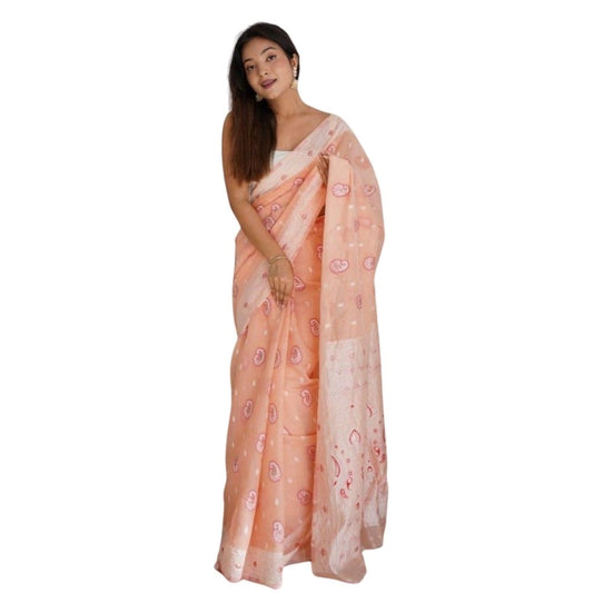 Women'S Cotton Printed Saree With Unstitched Blouse 5.5Mtr (Pe