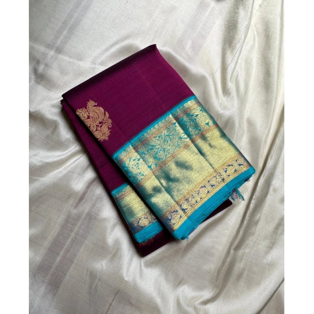 Women's Silk Printed Saree With Unstitched Blouse 5.5Mtr (Wine) - VANSHELLE