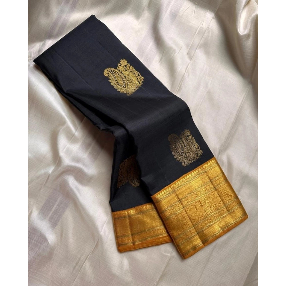 Women'S Silk Printed Saree With Unstitched Blouse 5.5Mtr (Blac