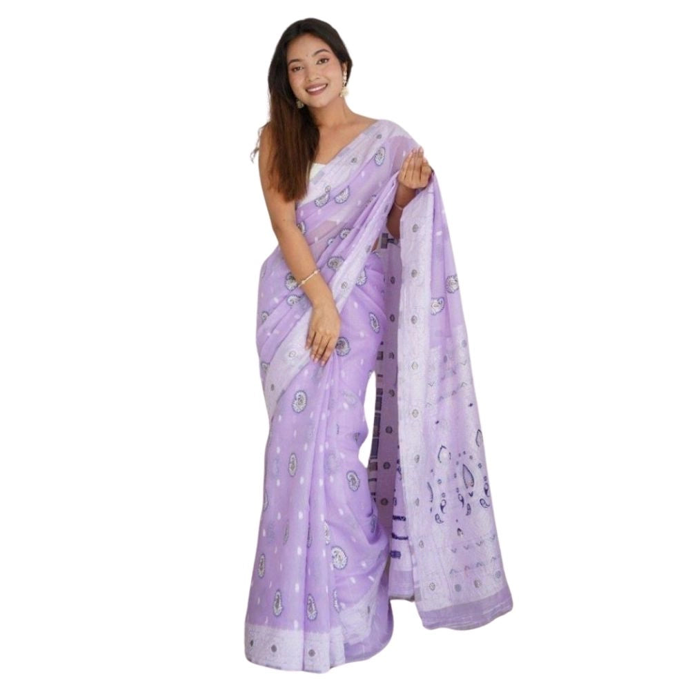 Women'S Cotton Printed Saree With Unstitched Blouse 5.5Mtr (La