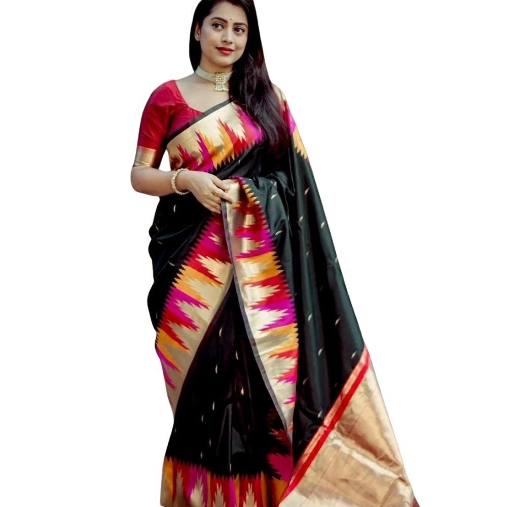 Women'S Silk Printed Saree With Unstitched Blouse 5.5Mtr (Mult