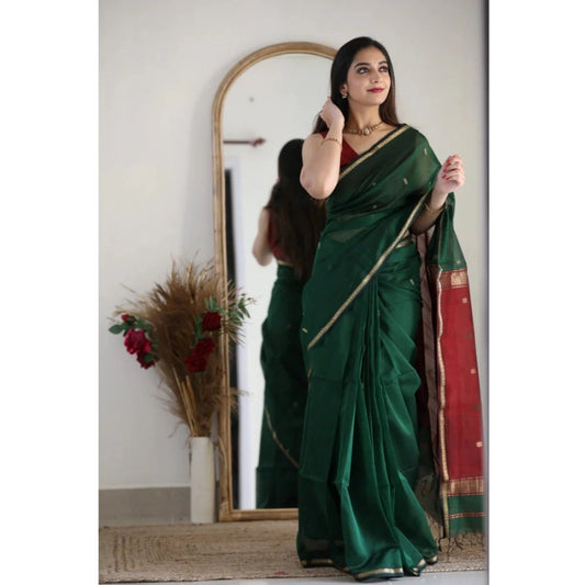 Women'S Cotton Printed Saree With Unstitched Blouse 5.5Mtr (Da
