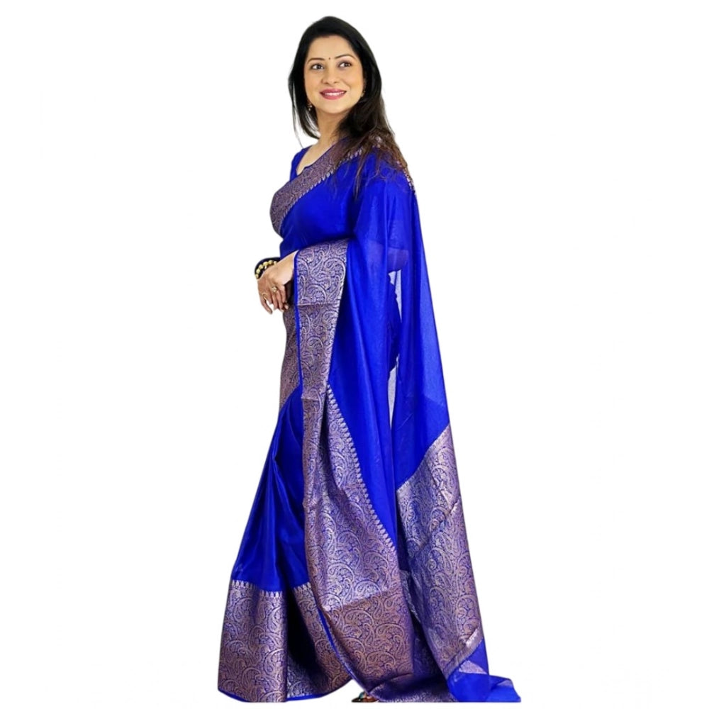 Women'S Soft Lichi Silk Solid Saree With Unstitched Blouse 5.5