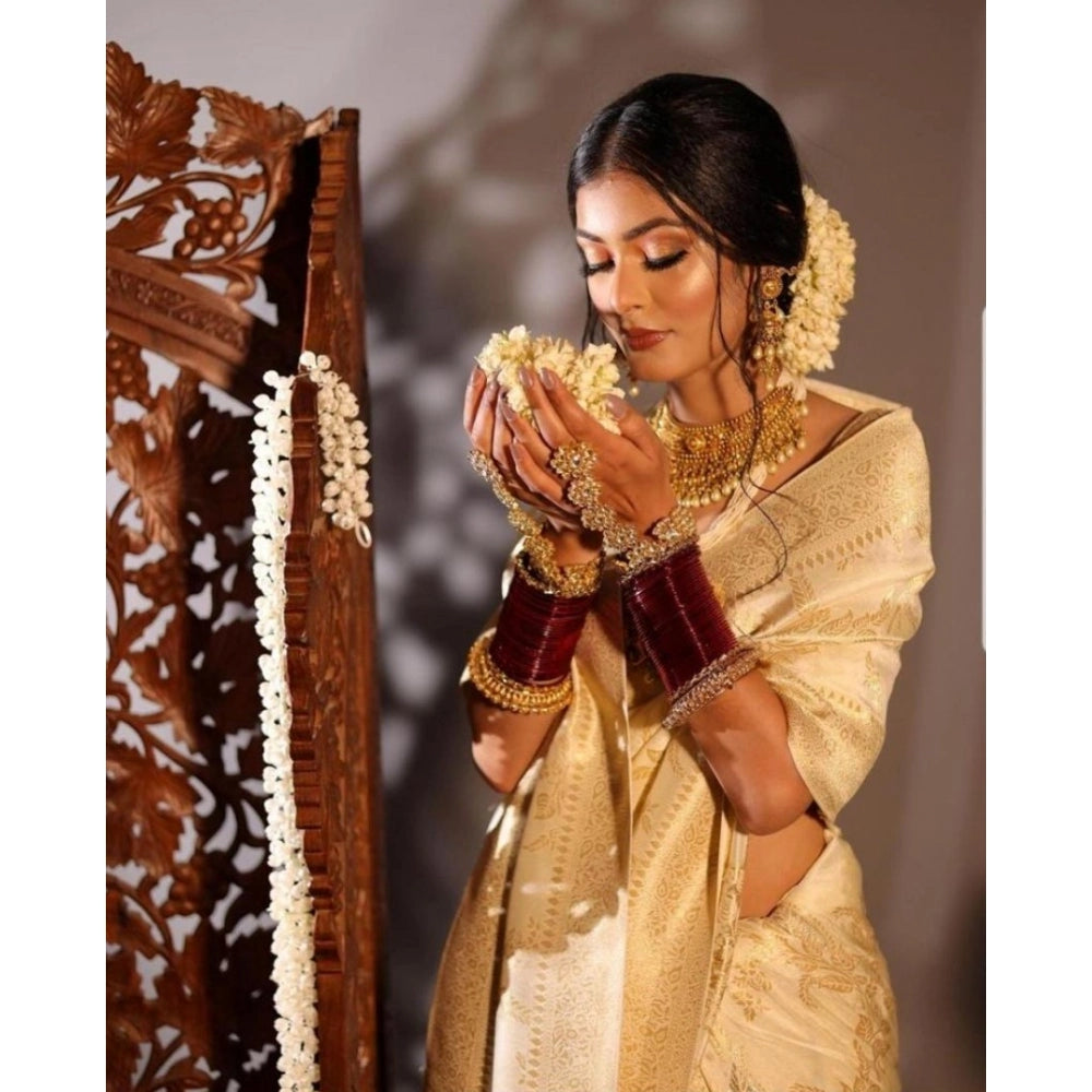 Women'S Soft Lichi Silk Printed Saree With Unstitched Blouse 5