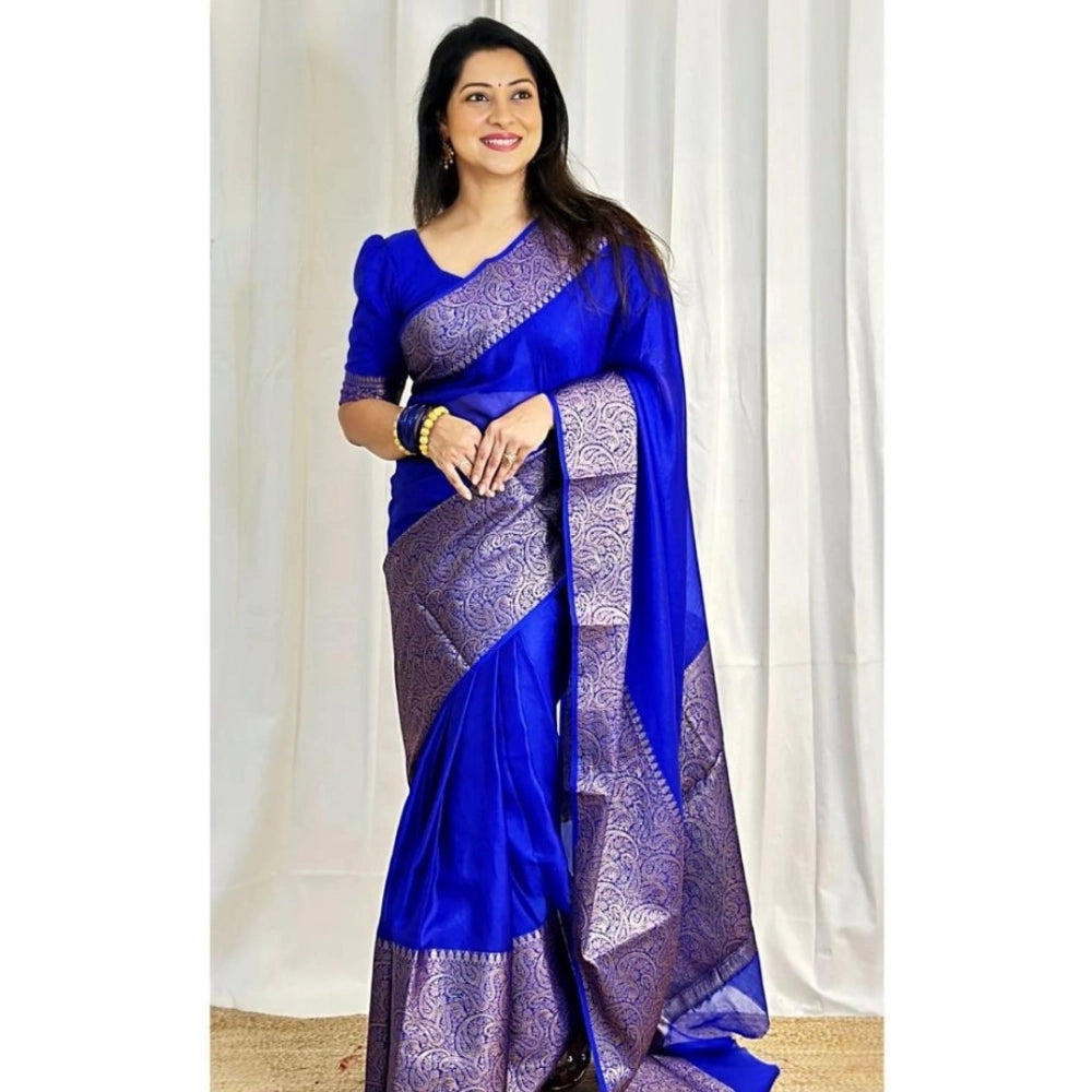 Women'S Soft Lichi Silk Solid Saree With Unstitched Blouse 5.5