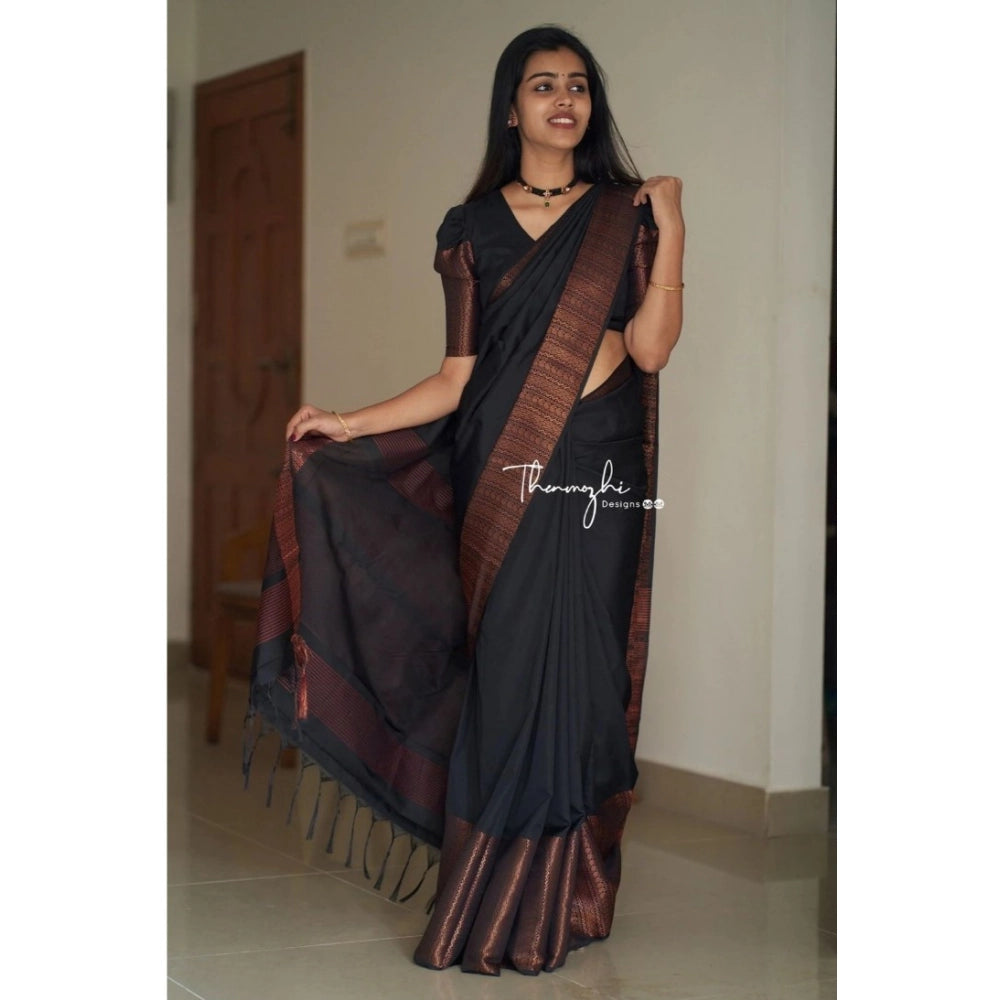 Women'S Soft Lichi Silk Solid Saree With Unstitched Blouse 5.5