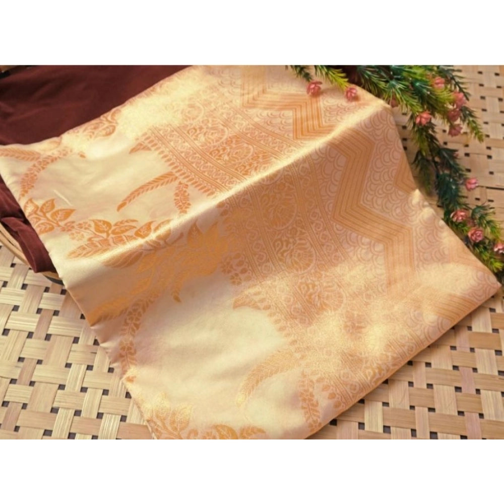 Women'S Soft Lichi Silk Printed Saree With Unstitched Blouse 5