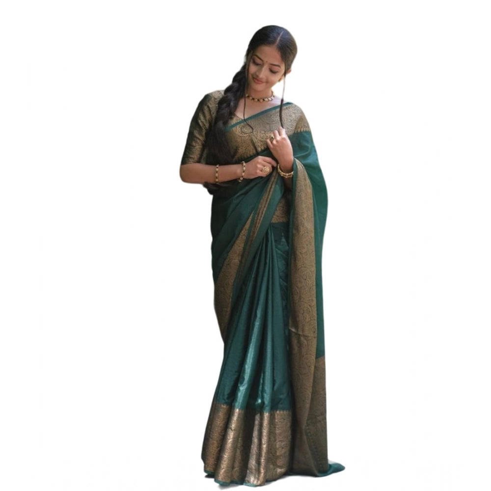 Women'S Soft Lichi Silk Solid Saree With Unstitched Blouse 5.5