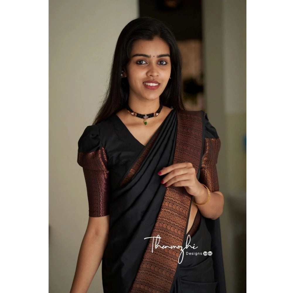 Women'S Soft Lichi Silk Solid Saree With Unstitched Blouse 5.5