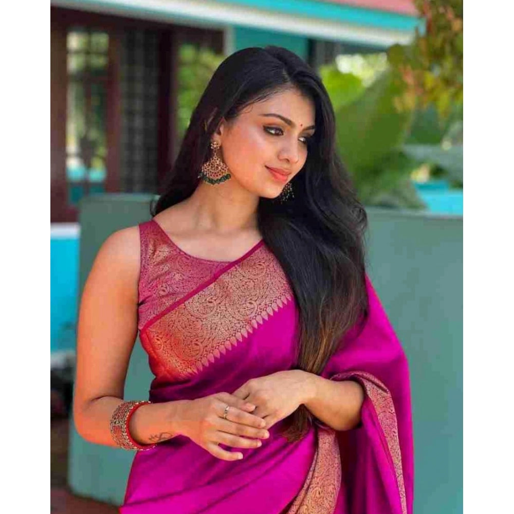 Women'S Soft Lichi Silk Solid Saree With Unstitched Blouse 5.5