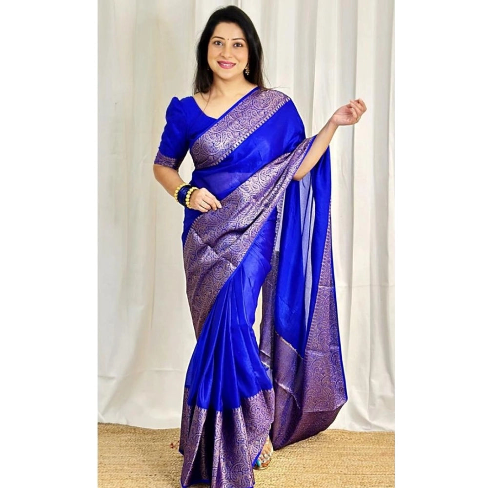 Women'S Soft Lichi Silk Solid Saree With Unstitched Blouse 5.5