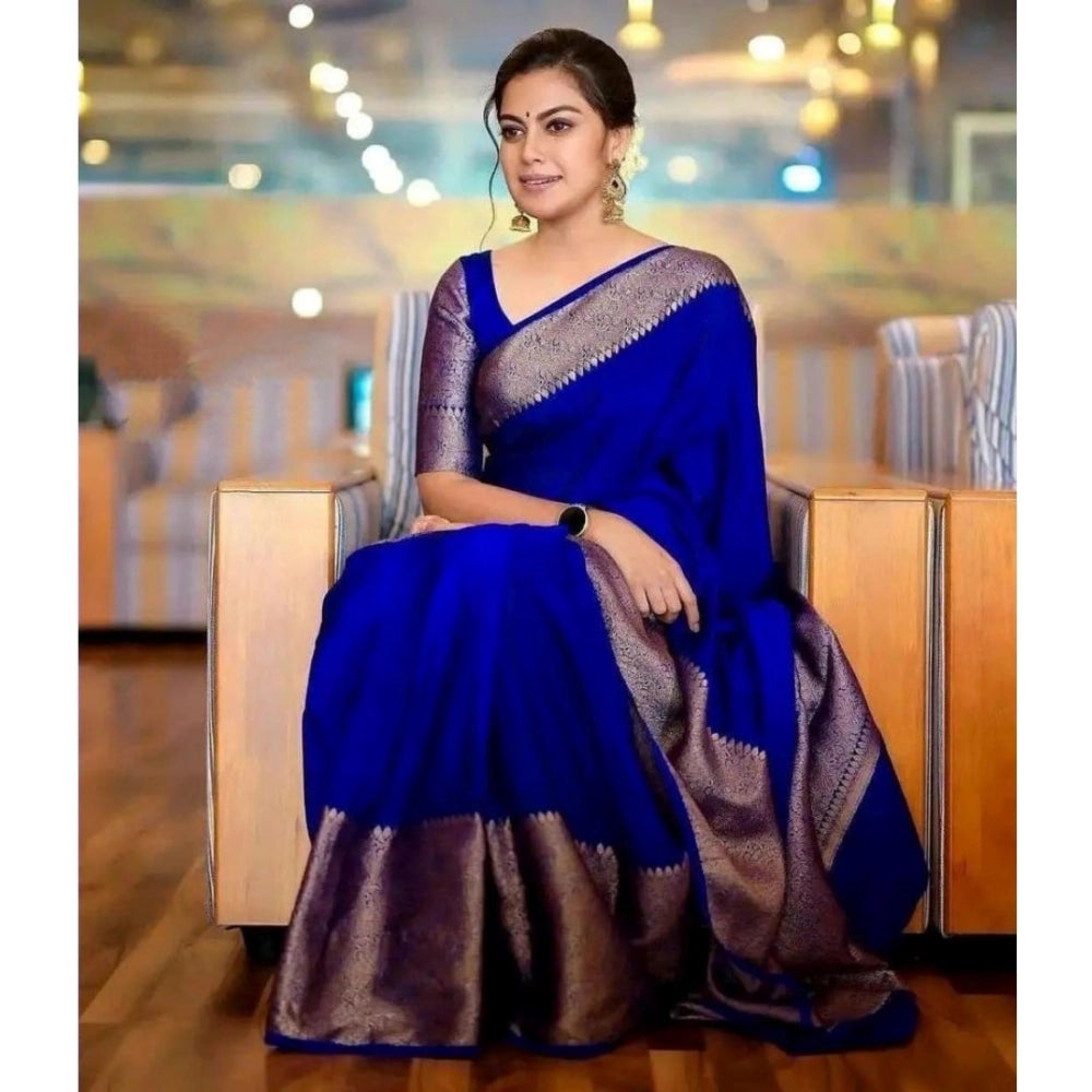 Women'S Soft Lichi Silk Solid Saree With Unstitched Blouse 5.5