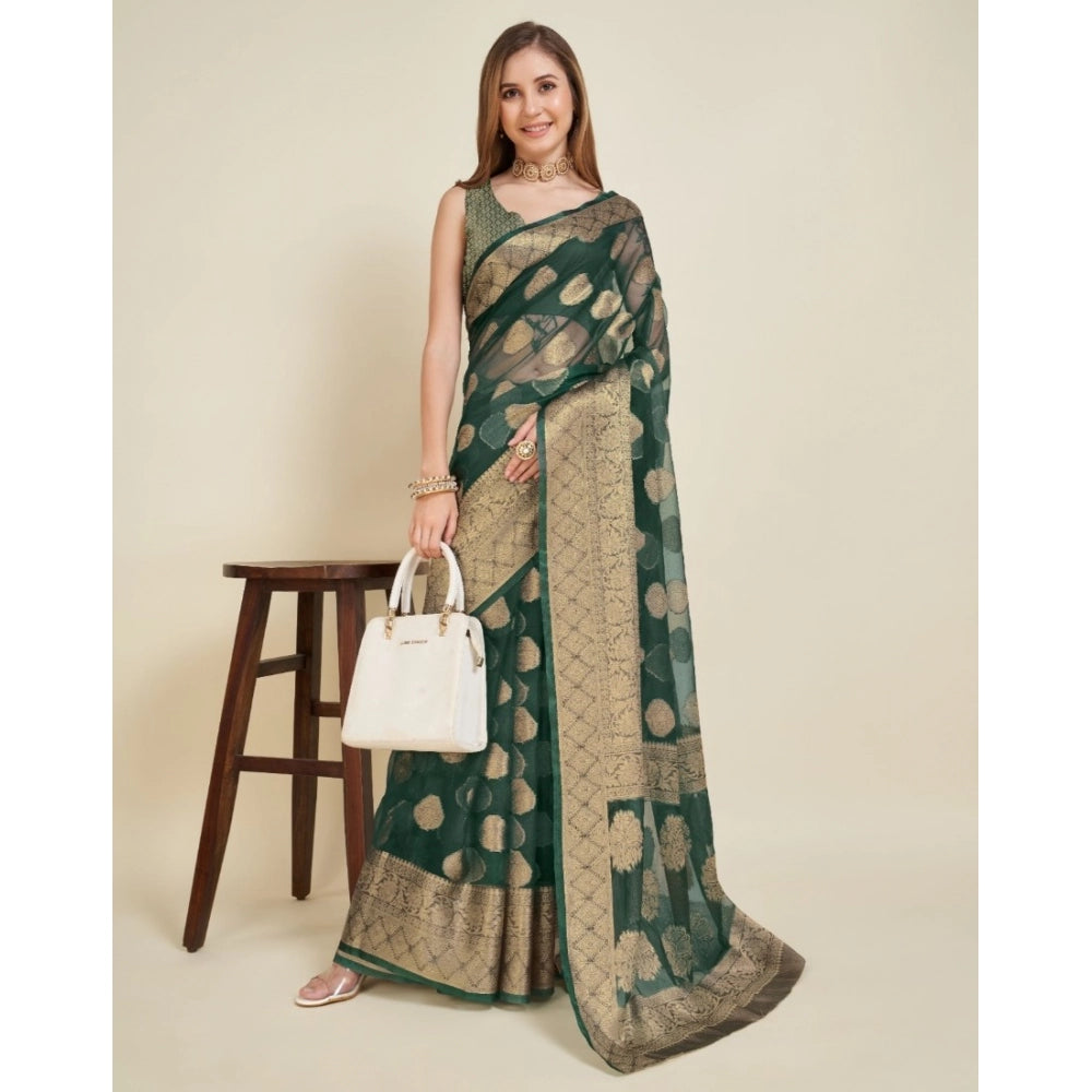 Women'S Soft Organza Silk Weaving Design Saree With Unstitched