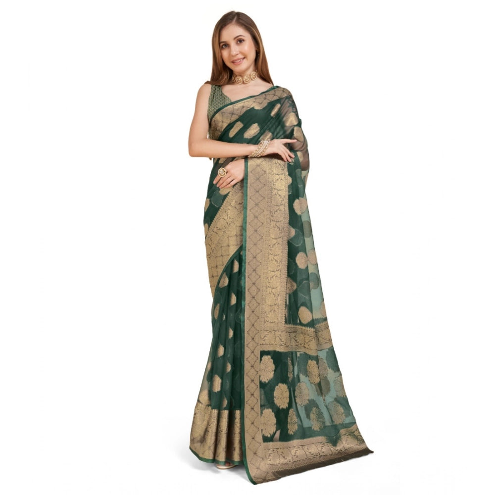 Women'S Soft Organza Silk Weaving Design Saree With Unstitched