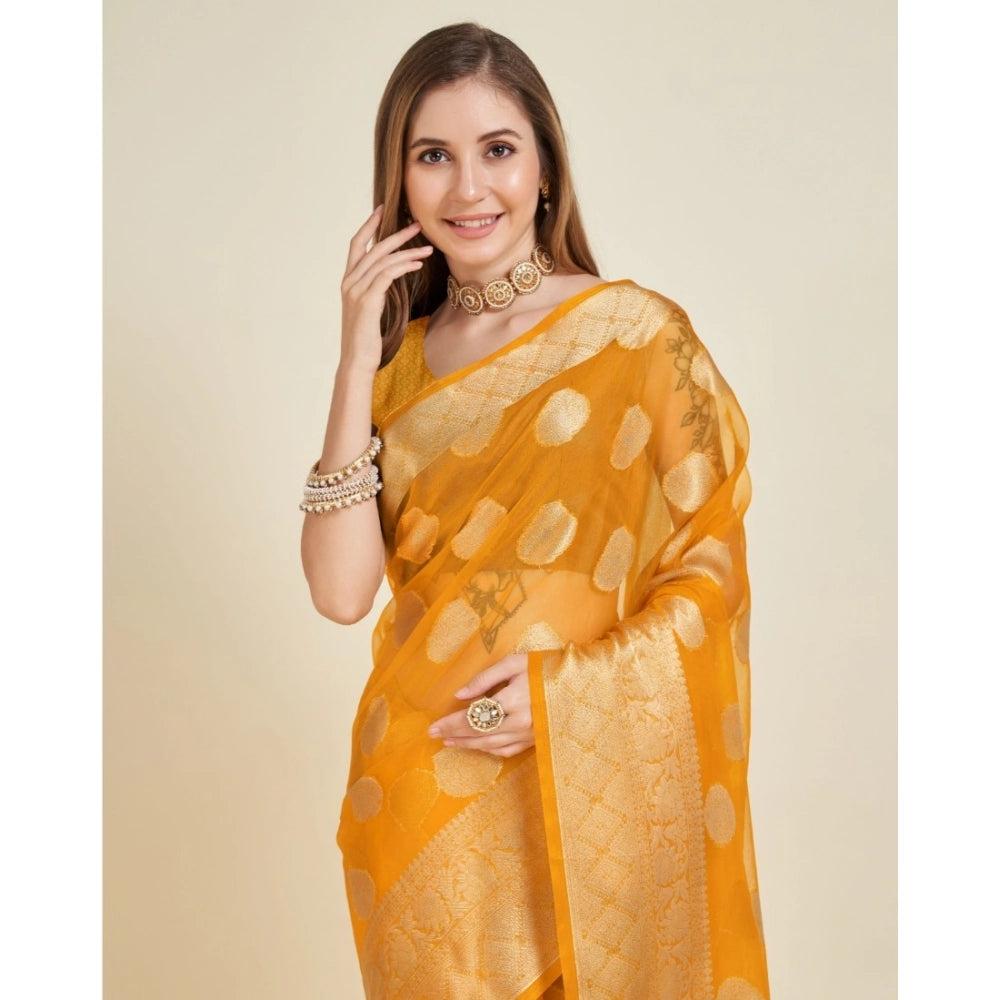 Women'S Soft Organza Silk Weaving Design Saree With Unstitched