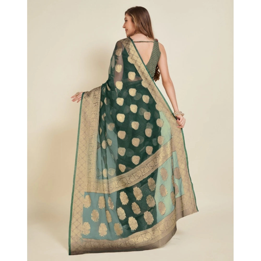 Women'S Soft Organza Silk Weaving Design Saree With Unstitched